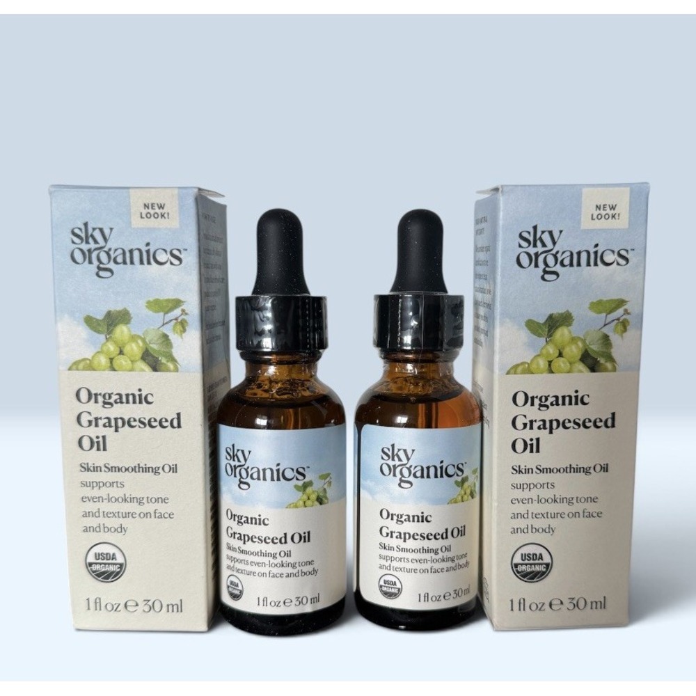 Sky Organics Organic Grapeseed Oil for Face & Body 1 oz 30 mL 2-Pack NIB